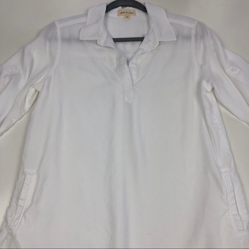 Anthropologie Cloth & Stone White Tunic Top Size M